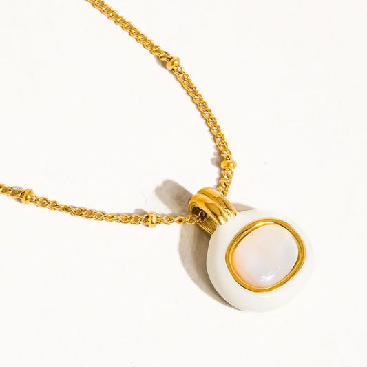 Chandelle White Square Shell Pendant