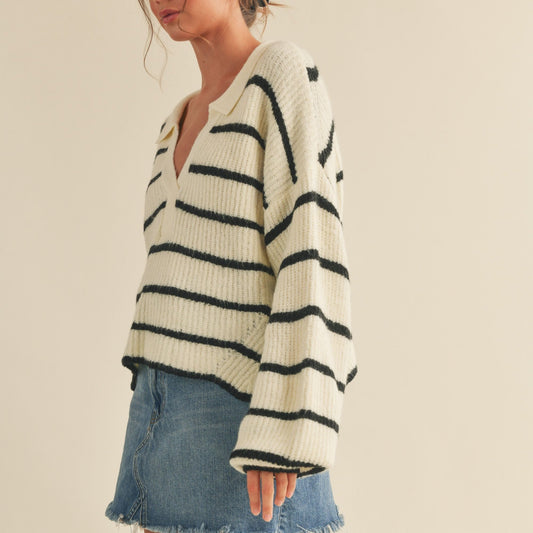 Mel's Striped Collar Sweater